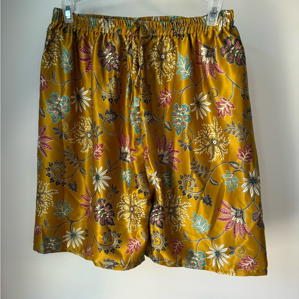 Floral Yellow Silk Shorts
